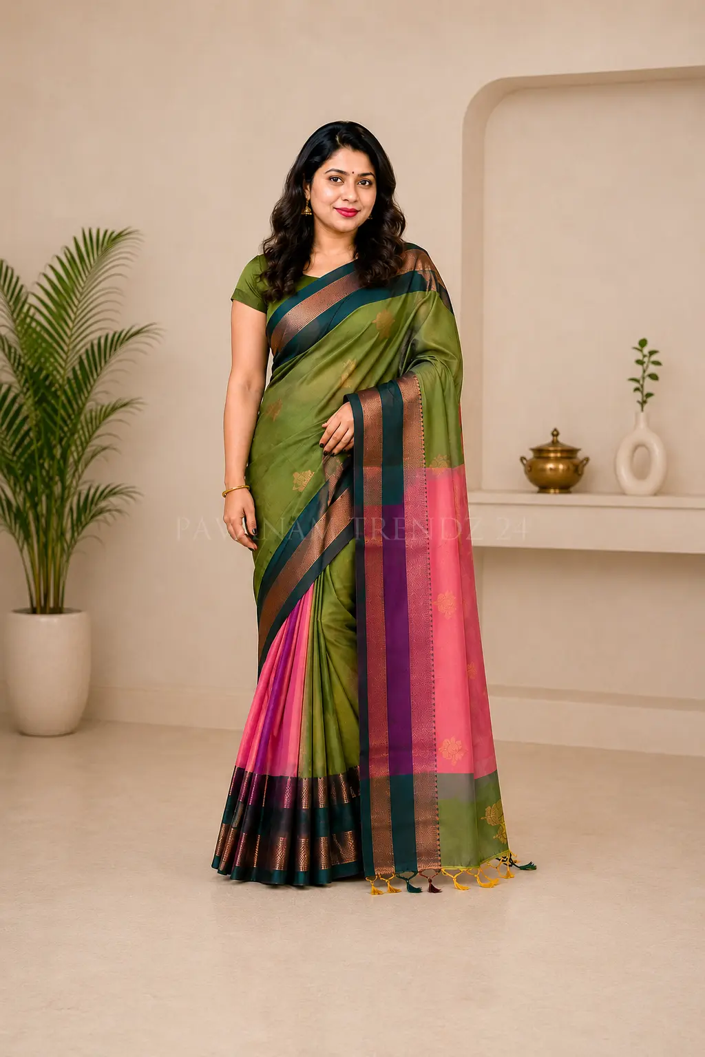 Dual Tone Semi Silk Saree- N5-01 - Image 2