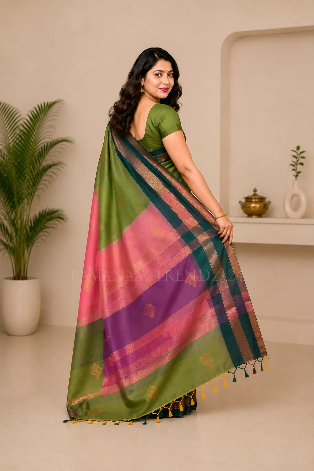 Dual Tone Semi Silk Saree- N5-01 - Image 3