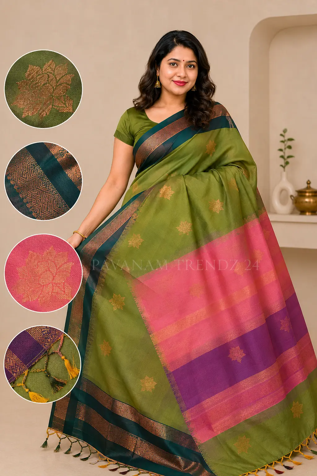 Dual Tone Semi Silk Saree- N5-01 - Image 4