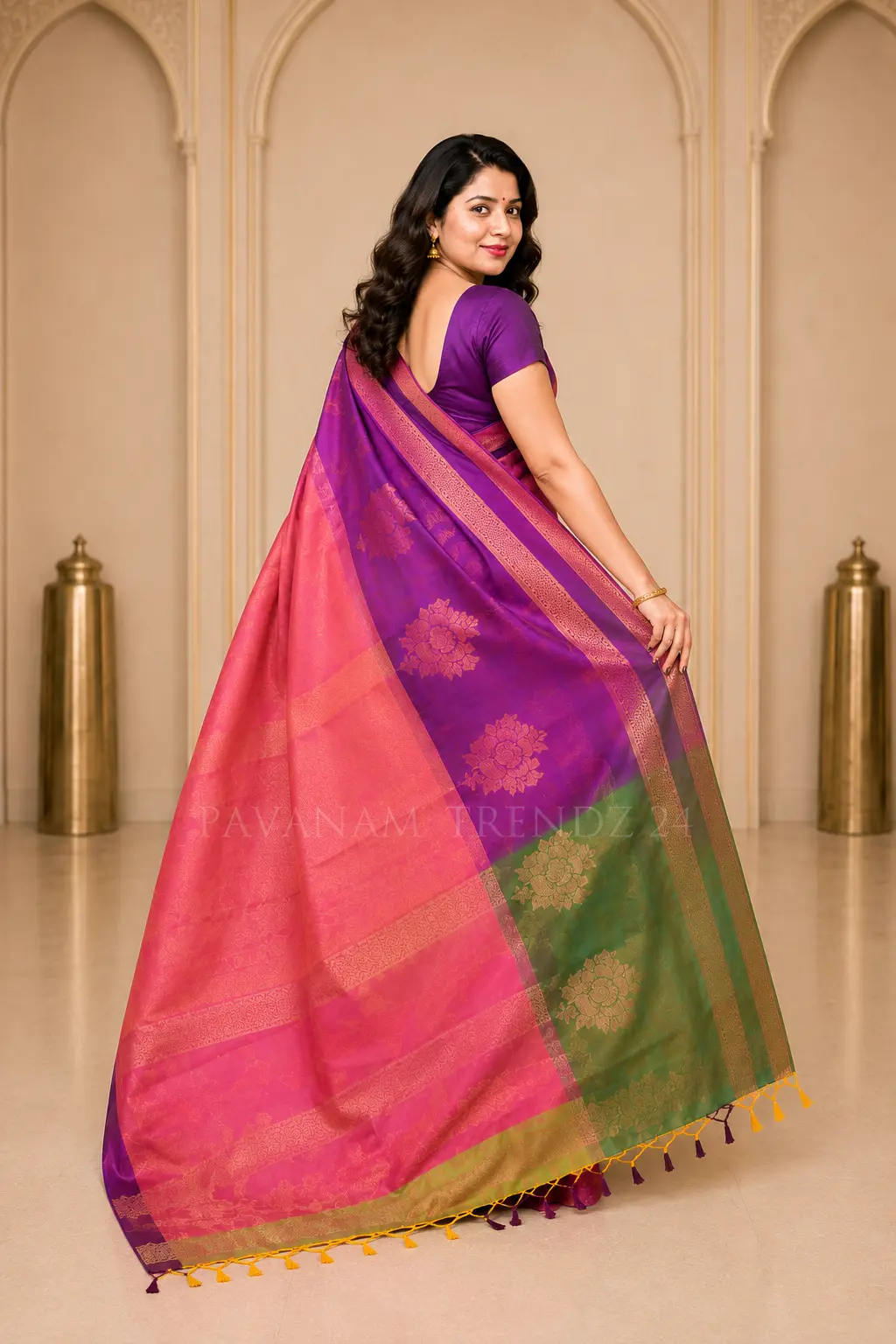 Dual Tone Semi Silk Saree- N5-02 - Image 3