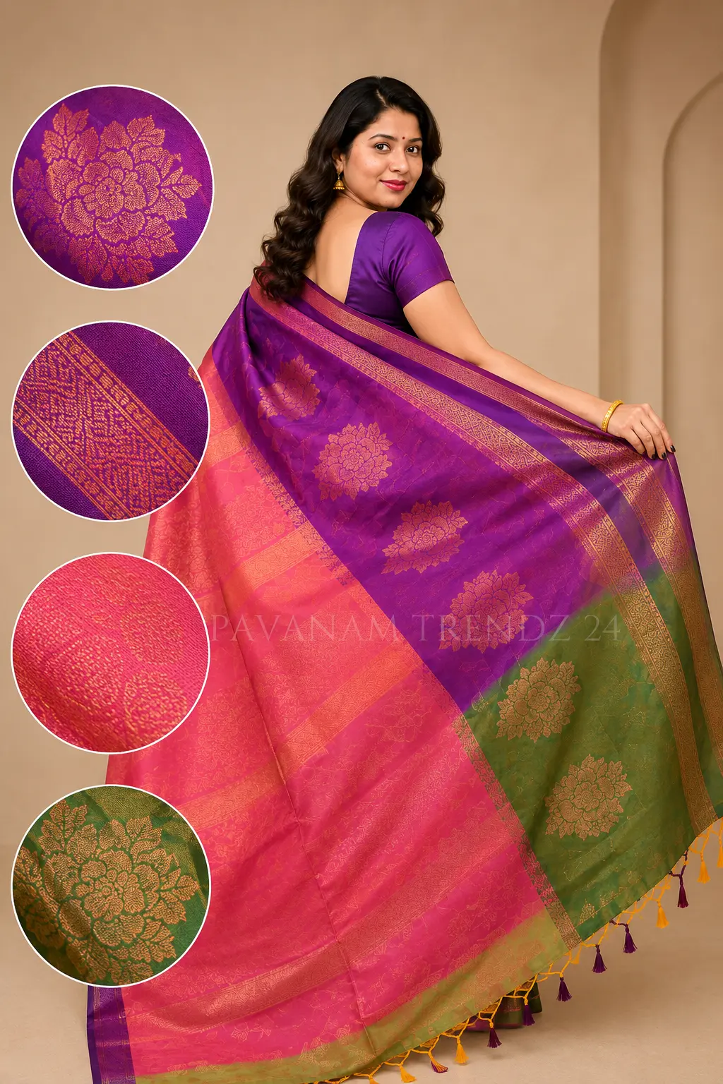 Dual Tone Semi Silk Saree- N5-02 - Image 4